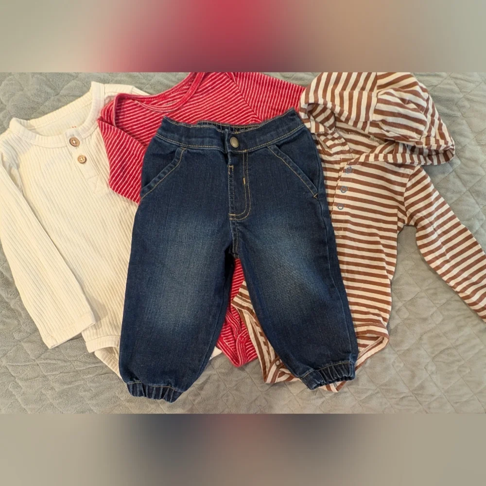 12M Kids Denim Jeans And Bodysuits